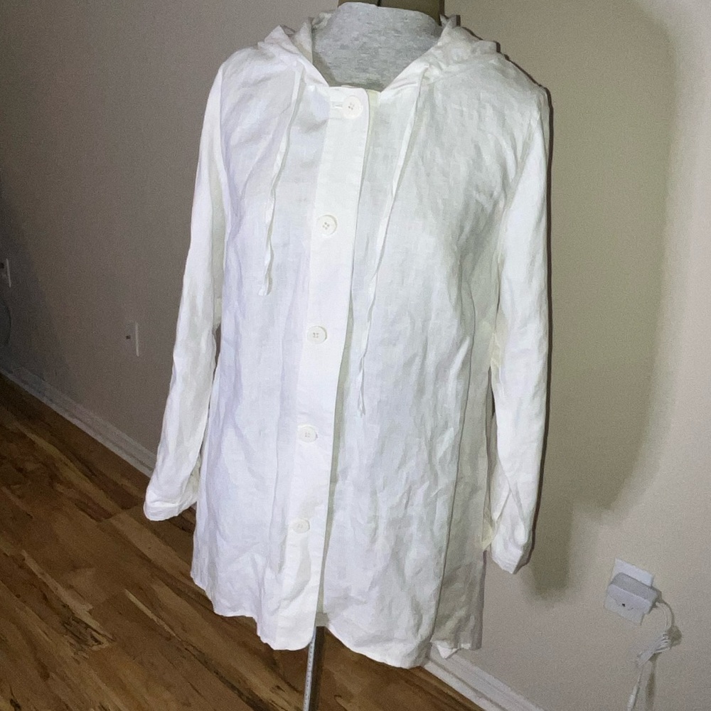 Grace Elements White Linen Hooded Top/Jacket Size OX ,Summer , Lightweight